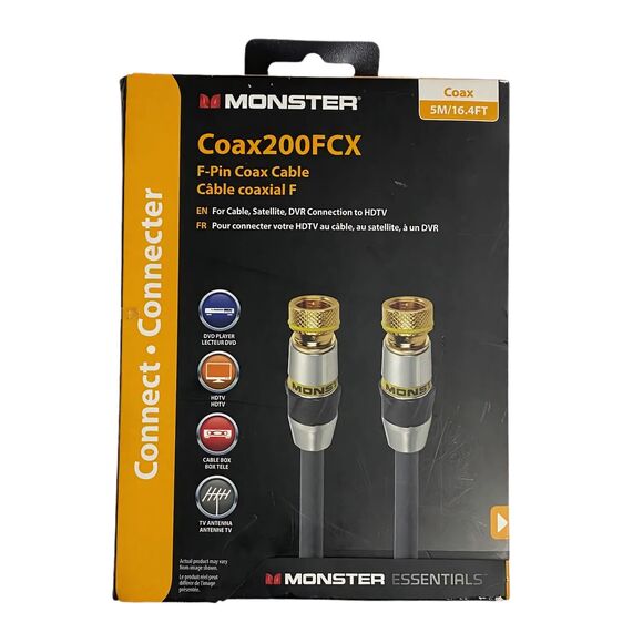 Monster Essentials High Performance Male to male F-Pin Cable - 5m / 16.4ft - New - Picture 1 of 5